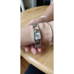 Womens Sunrise Watch Quartz Japan Movement Sliver Tone-New Battery Installed